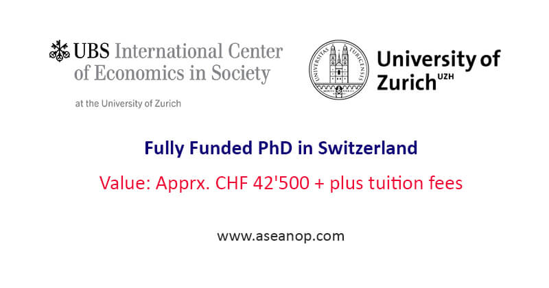 Fully Funded Research PhD at Zurich University, Switzerland 2020 - ASEAN  Scholarships