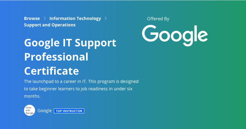 google it support professional certificate sample resume