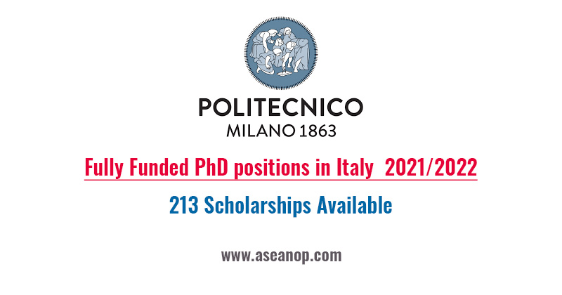 Fully Funded PhD positions in Italy  2021/2022​ 