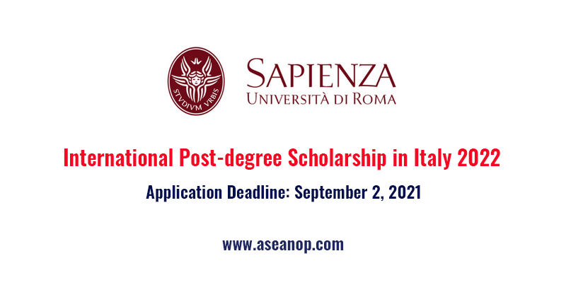 Sapienza Universita Di Roma International Post Degree Scholarship In Italy 2021 22 Asean Scholarships