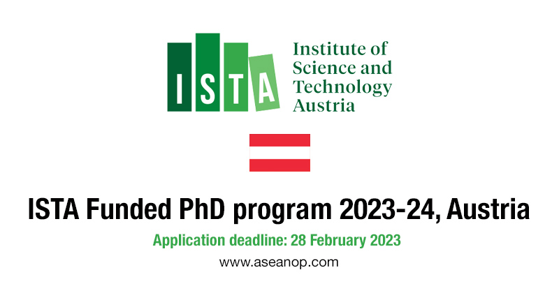 2023 24 ISTA Funded Phd Program 