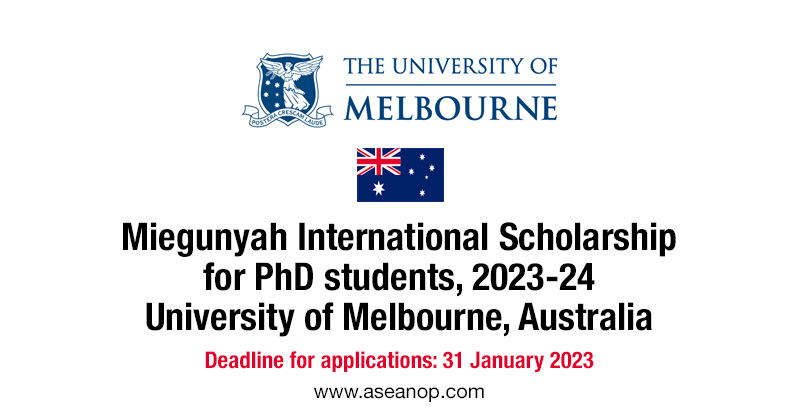 Miegunyah International Scholarship for PhD students, 2023-24 ...