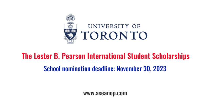 The Lester B. Pearson International Student Scholarships At Toronto ...